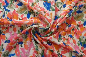 Watercolour Floral - Rayon Crinkle